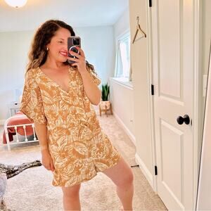 Madewell Tan White Tropical Cotton Gauze Romper XL